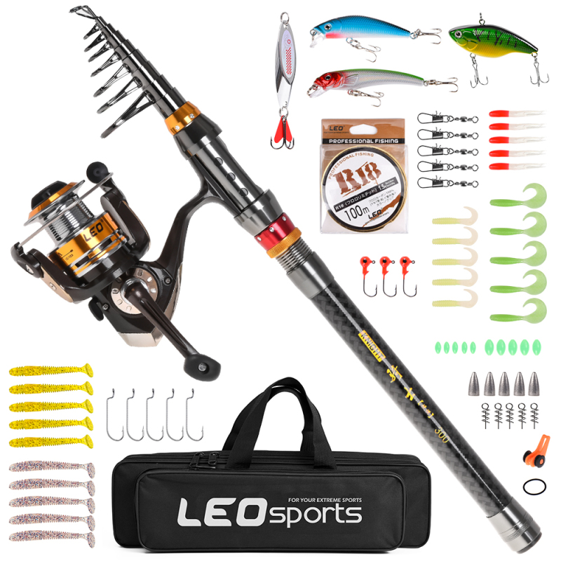 Fishing Rod Carbon Fiber - Wędka kołowrotek teleskopowa wędka Combo z